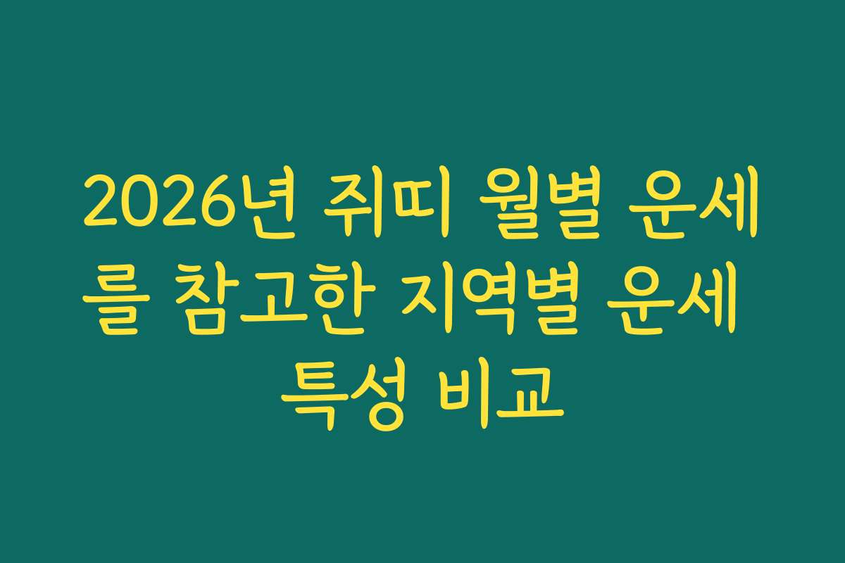 2026년 쥐띠 월별 운세를 참고한 지역별 운세 특성 비교