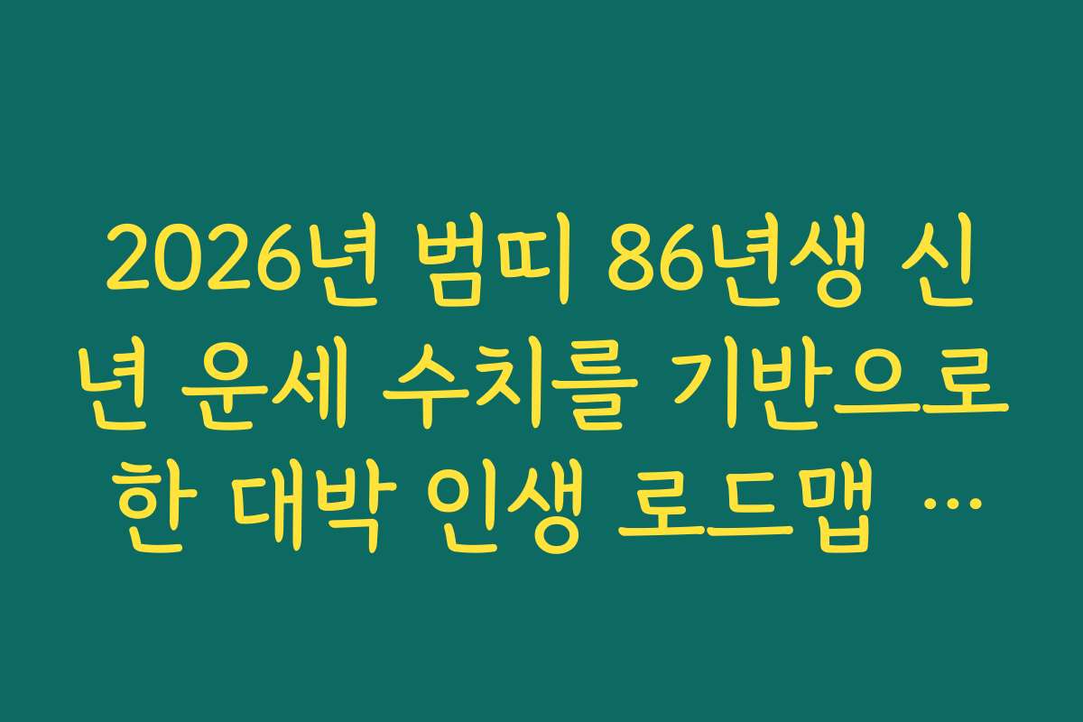 2026년 범띠 86년생 신년 운세 수치를 기반으로 한 대박 인생 로드맵 완성
