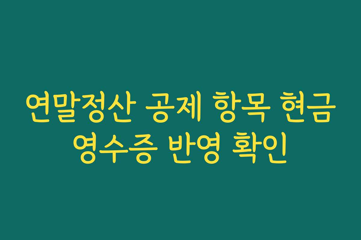 연말정산 공제 항목 현금영수증 반영 확인