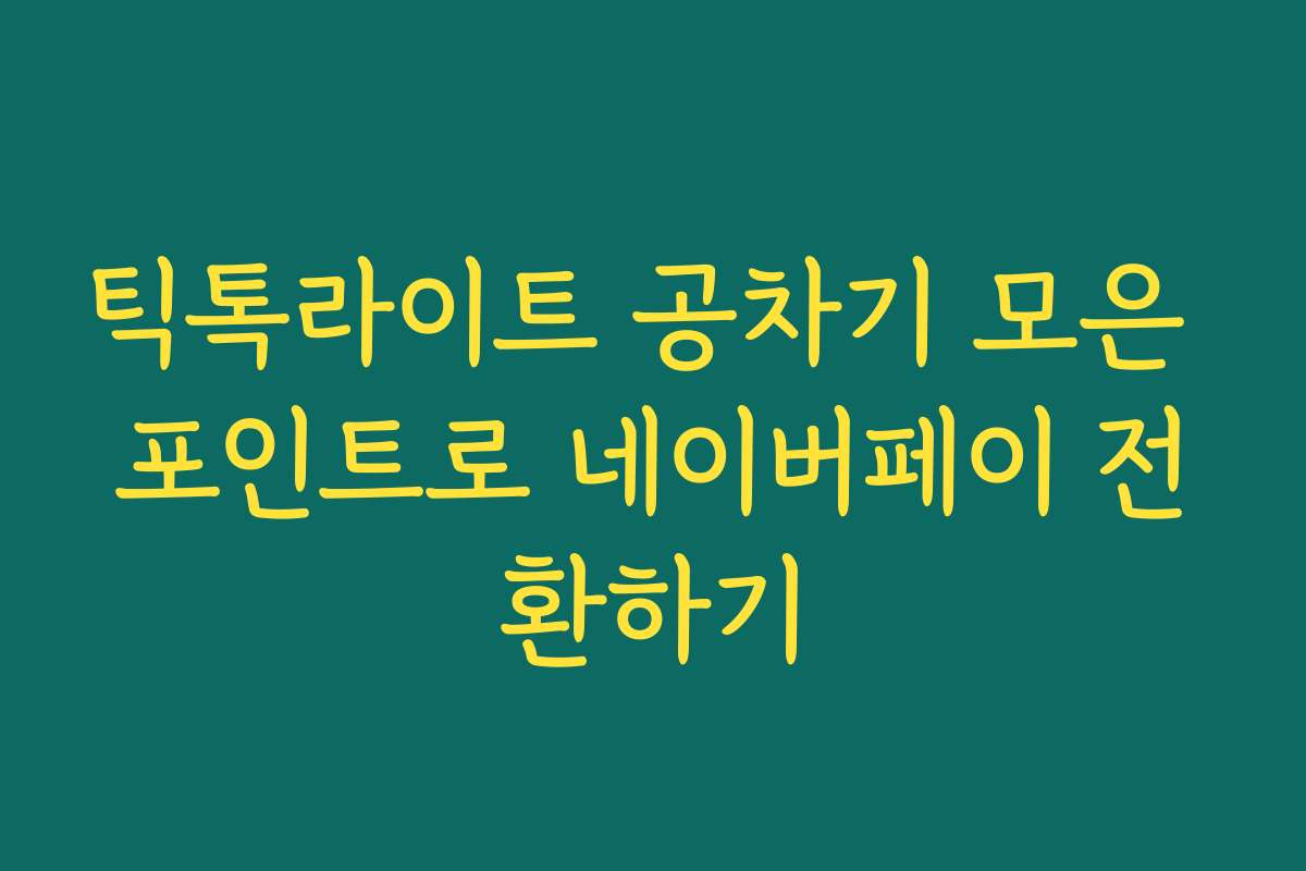틱톡라이트 공차기 모은 포인트로 네이버페이 전환하기