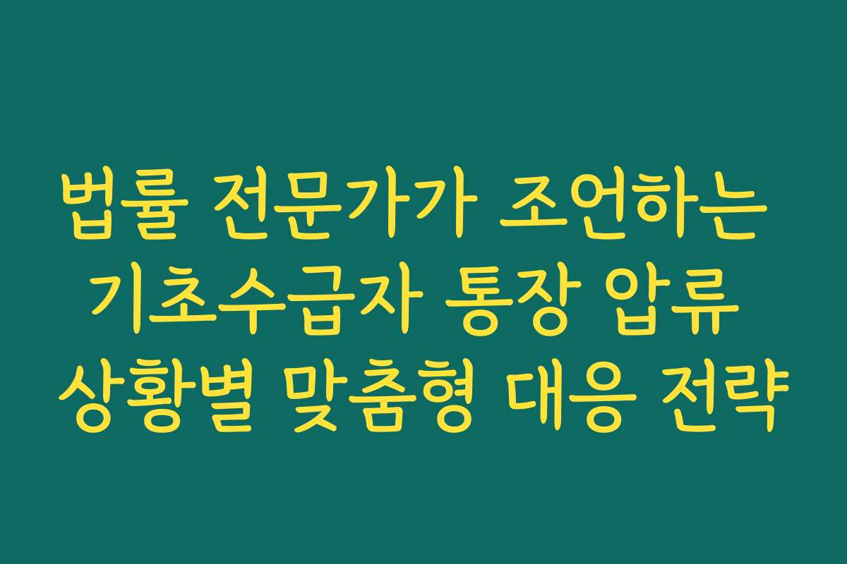 법률 전문가가 조언하는 기초수급자 통장 압류 상황별 맞춤형 대응 전략