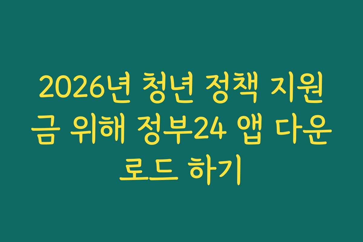 2026년 청년 정책 지원금 위해 정부24 앱 다운로드 하기
