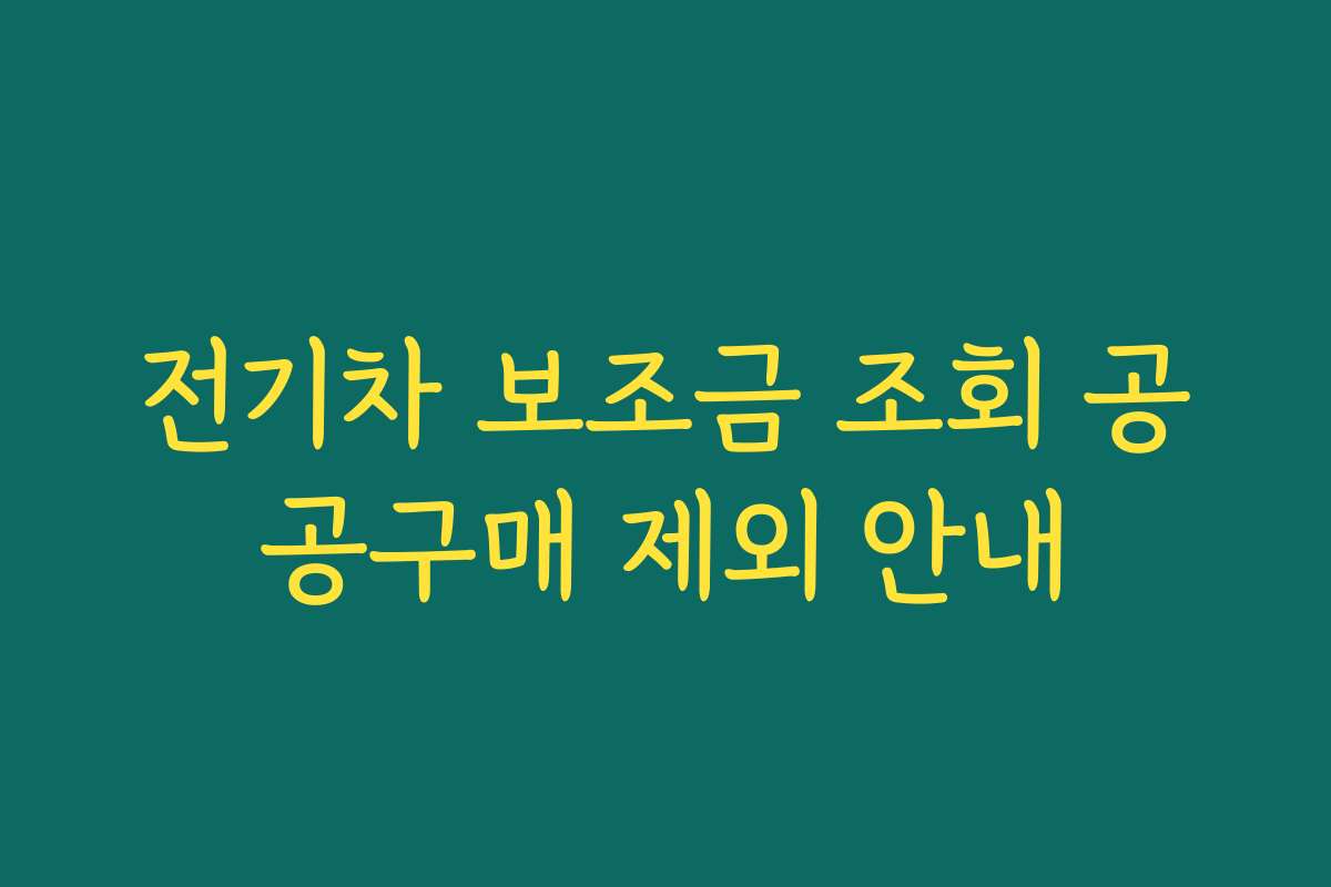 전기차 보조금 조회 공공구매 제외 안내