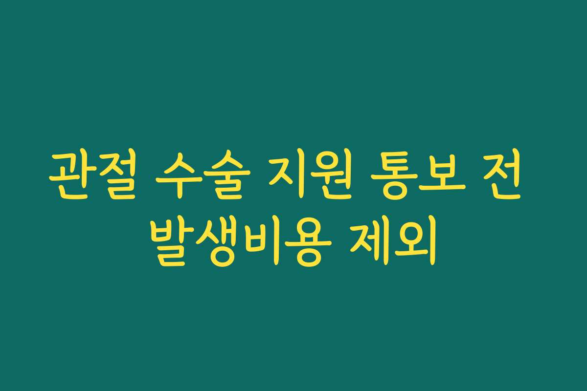 관절 수술 지원 통보 전 발생비용 제외