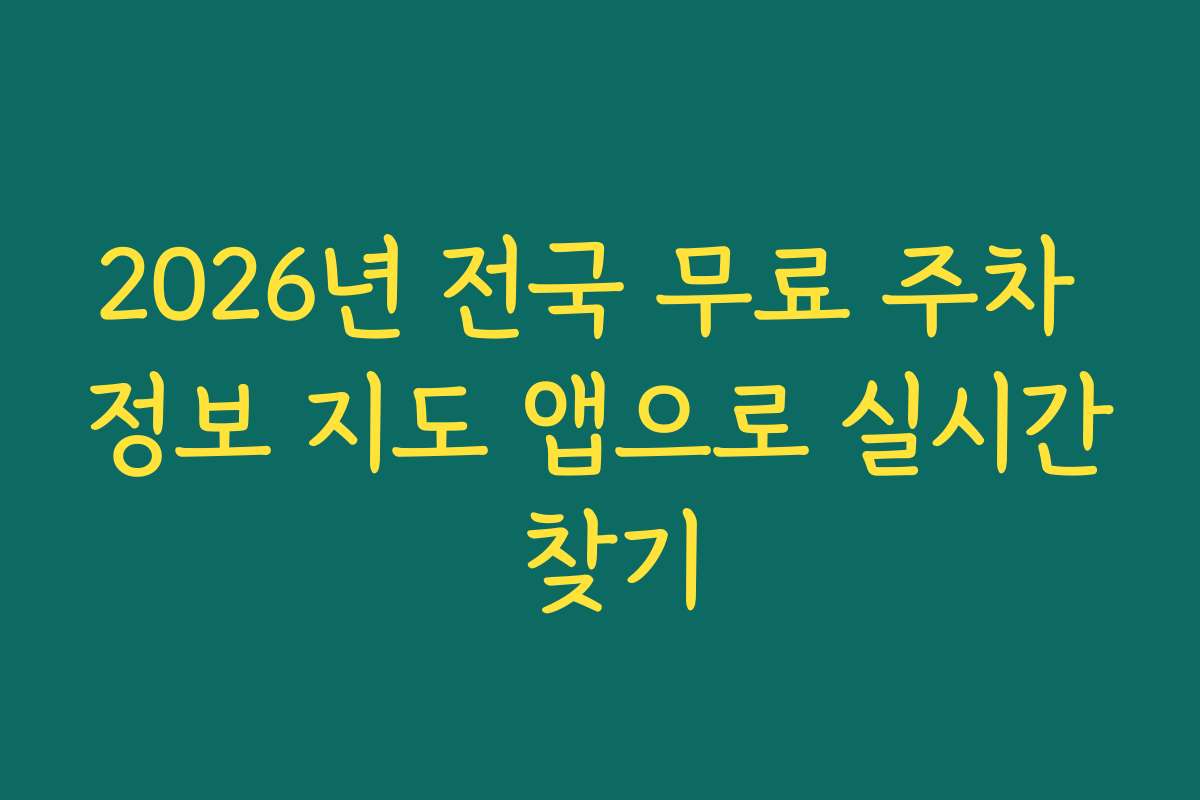 2026년 전국 무료 주차 정보 지도 앱으로 실시간 찾기