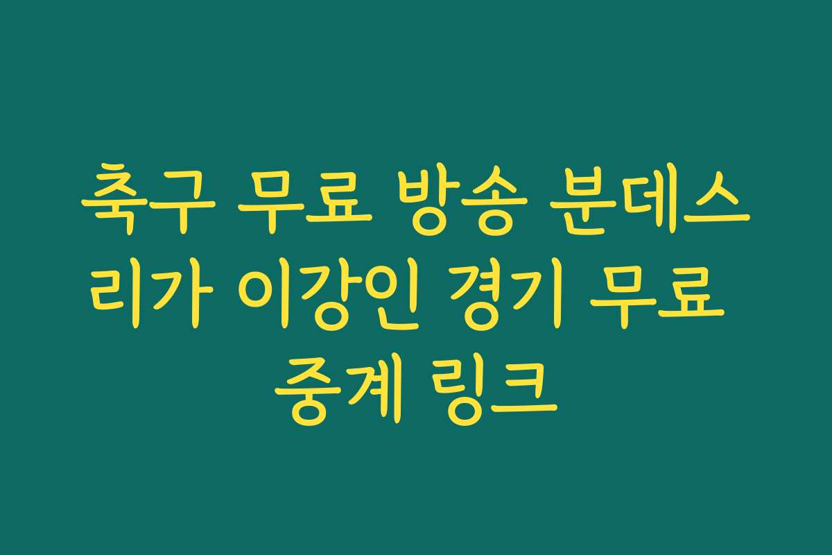 축구 무료 방송 분데스리가 이강인 경기 무료 중계 링크