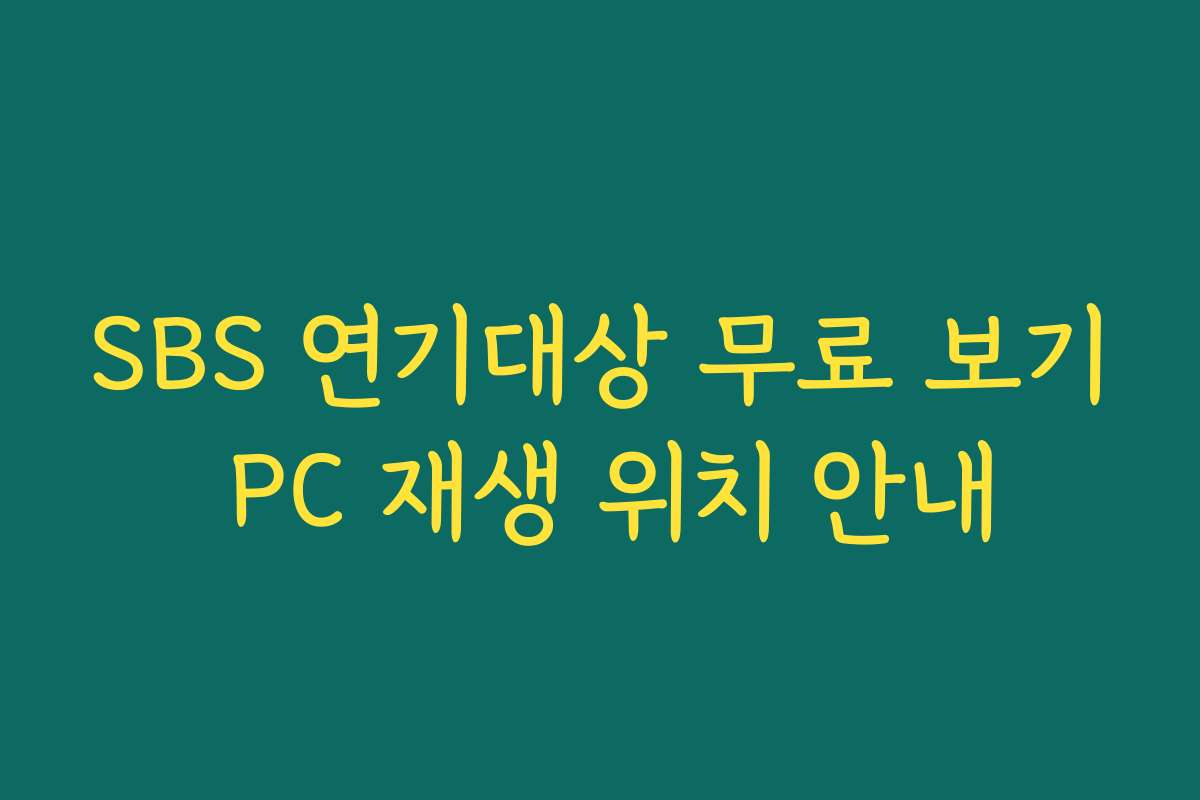 SBS 연기대상 무료 보기 PC 재생 위치 안내