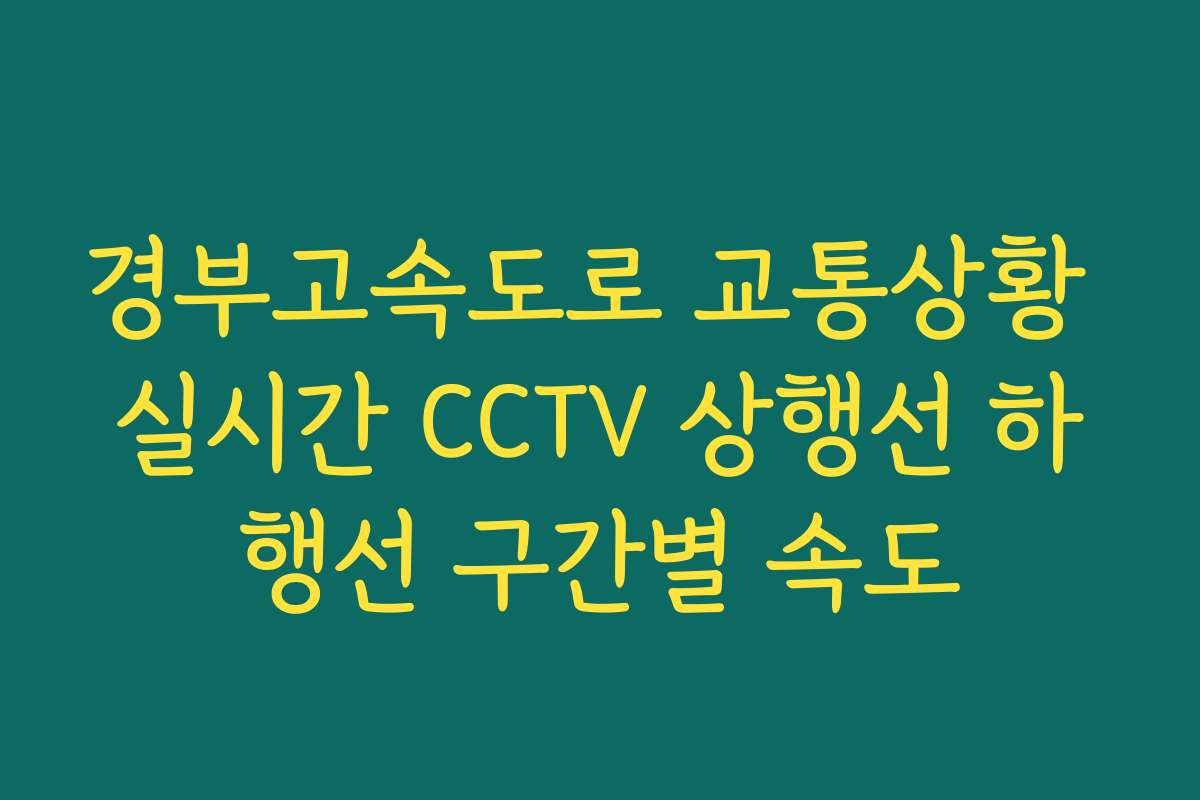 경부고속도로 교통상황 실시간 CCTV 상행선 하행선 구간별 속도