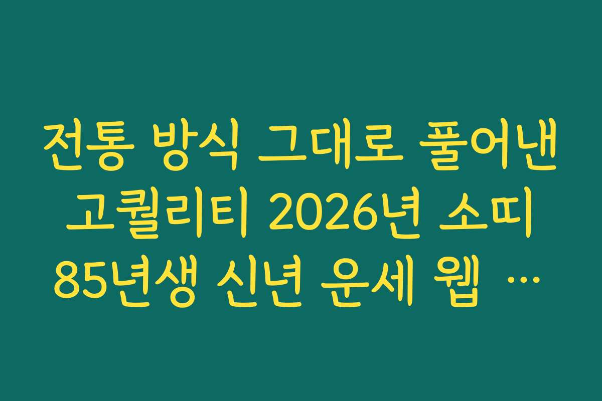 전통 방식 그대로 풀어낸 고퀄리티 2026년 소띠 85년생 신년 운세 웹 서비스