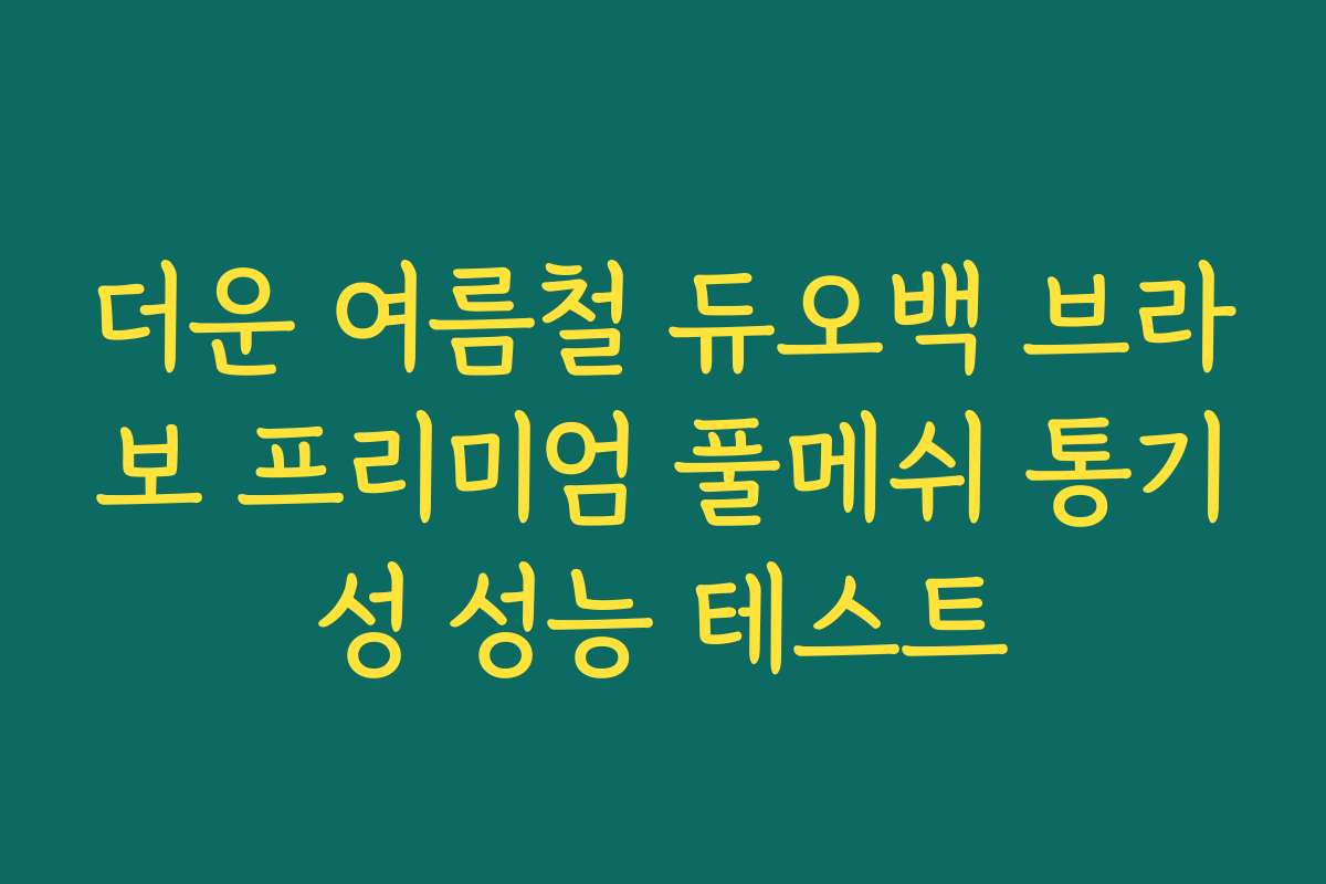 더운 여름철 듀오백 브라보 프리미엄 풀메쉬 통기성 성능 테스트