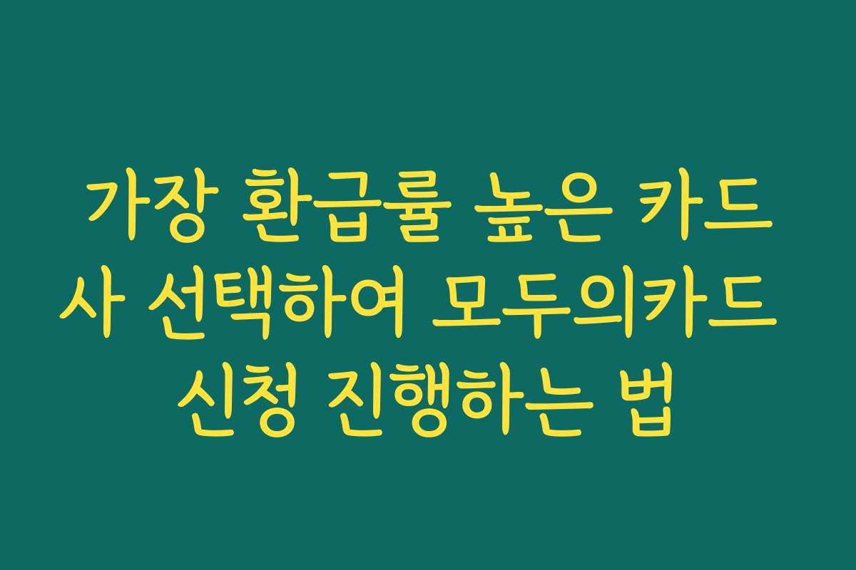 가장 환급률 높은 카드사 선택하여 모두의카드 신청 진행하는 법