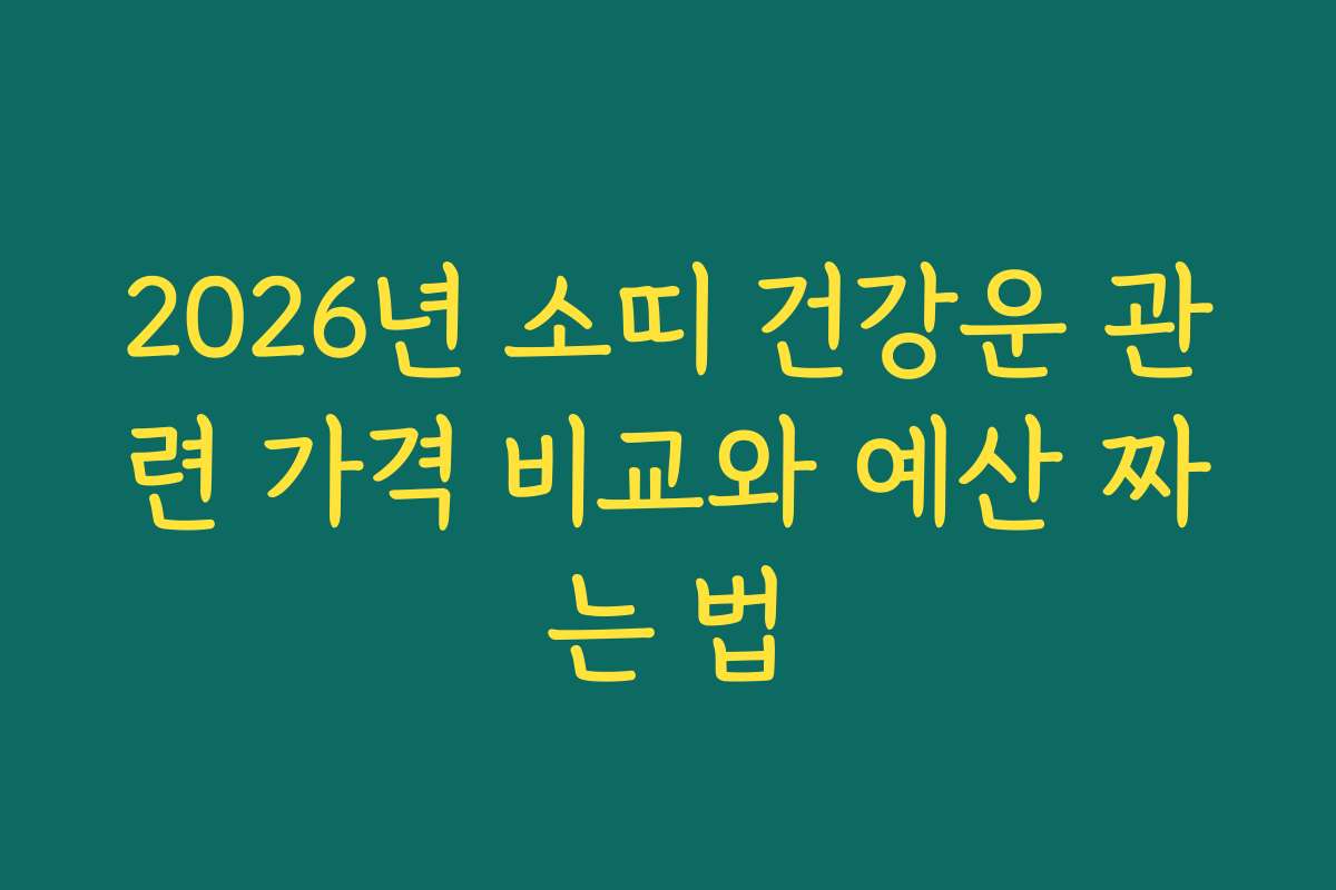 2026년 소띠 건강운 관련 가격 비교와 예산 짜는 법