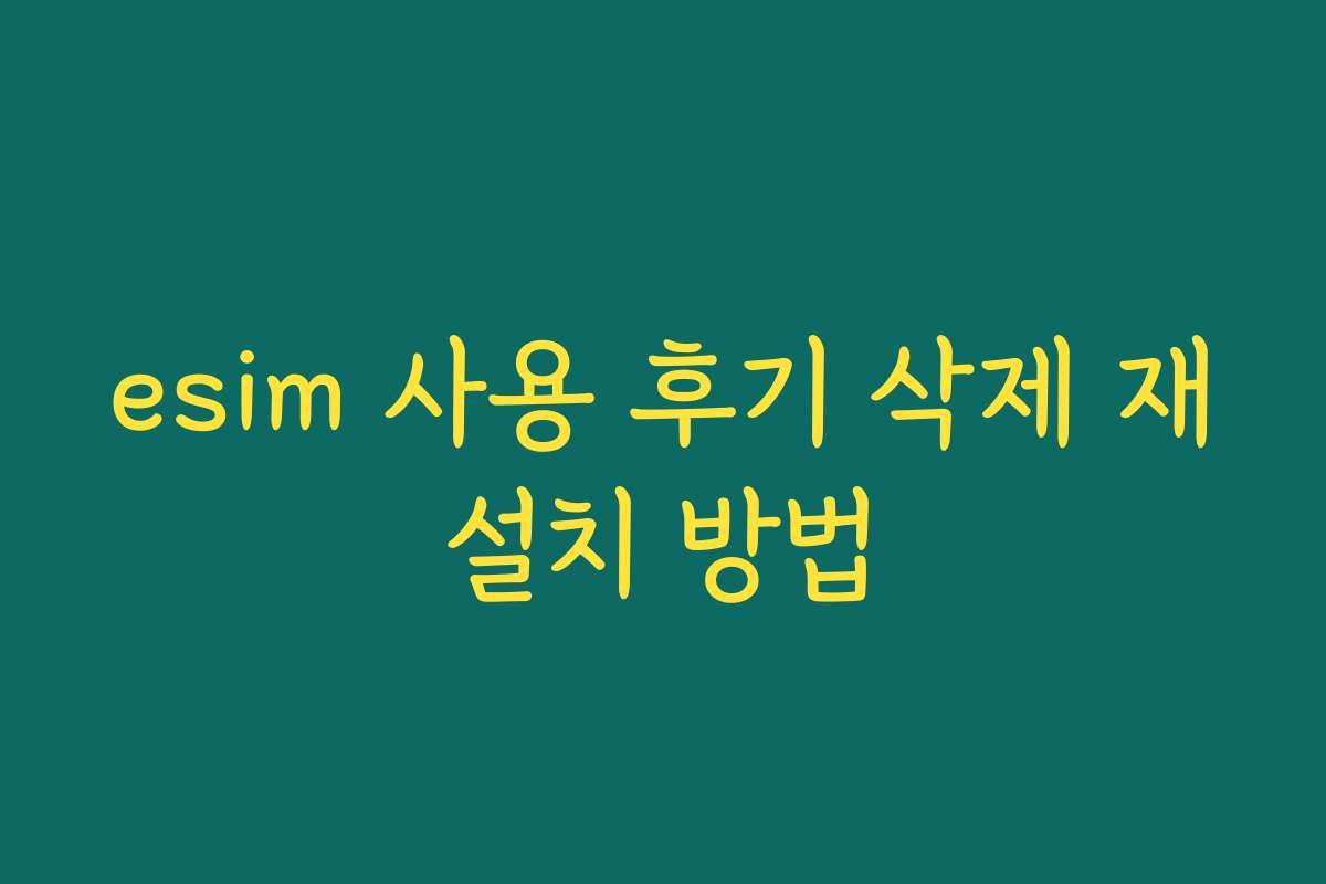 esim 사용 후기 삭제 재설치 방법