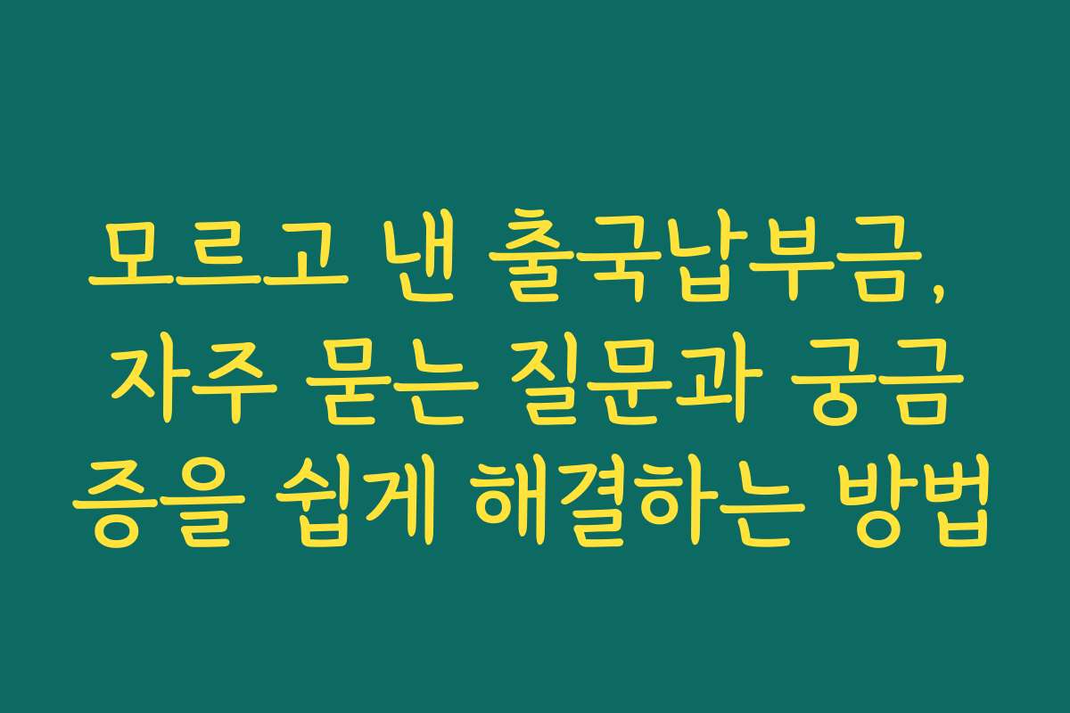 모르고 낸 출국납부금, 자주 묻는 질문과 궁금증을 쉽게 해결하는 방법