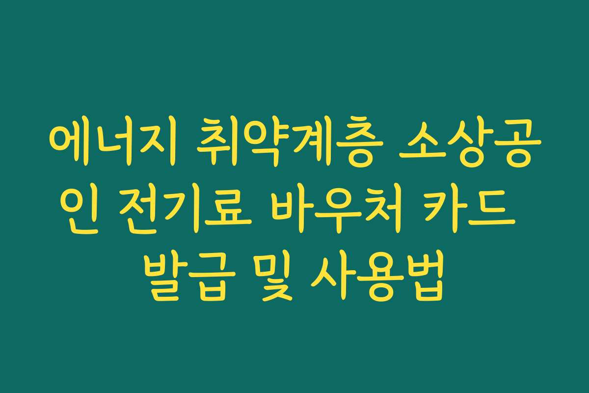 에너지 취약계층 소상공인 전기료 바우처 카드 발급 및 사용법