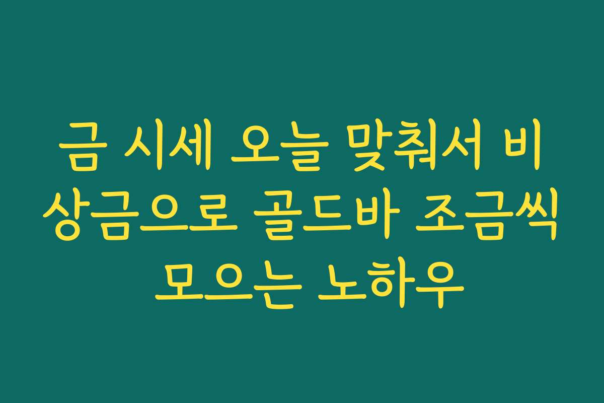 금 시세 오늘 맞춰서 비상금으로 골드바 조금씩 모으는 노하우