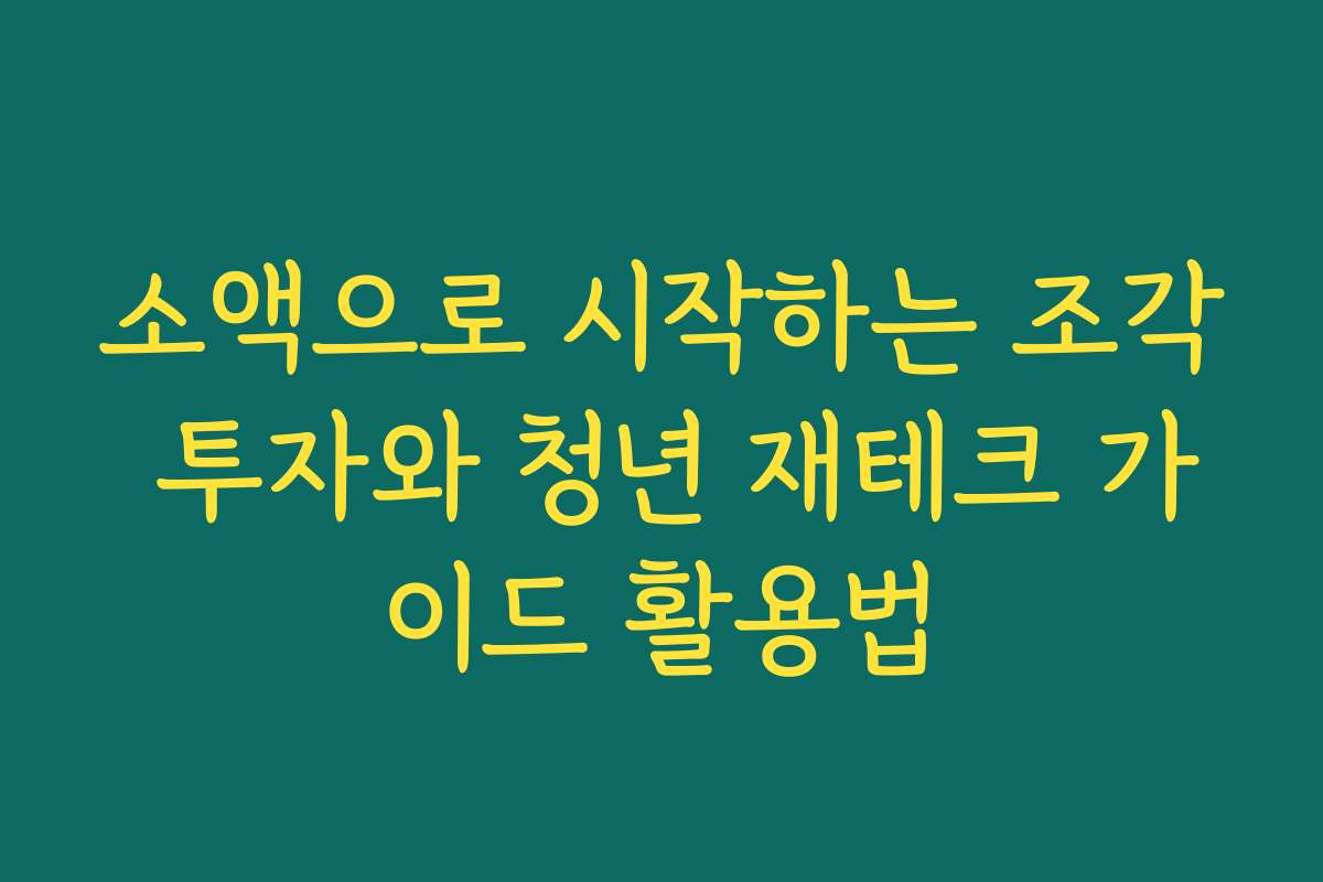 소액으로 시작하는 조각 투자와 청년 재테크 가이드 활용법
