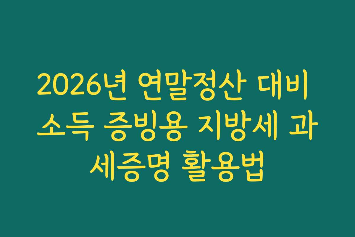 2026년 연말정산 대비 소득 증빙용 지방세 과세증명 활용법
