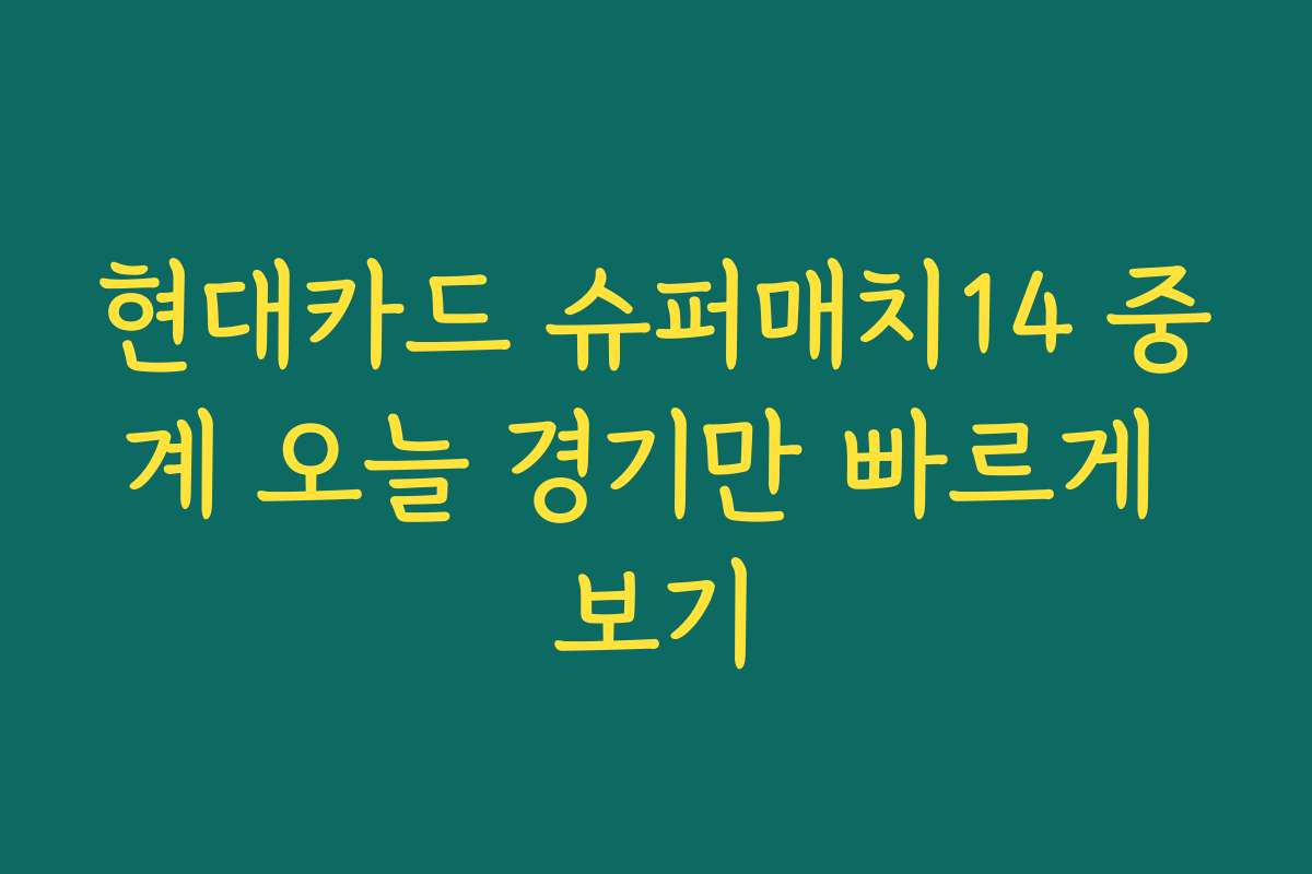 현대카드 슈퍼매치14 중계 오늘 경기만 빠르게 보기