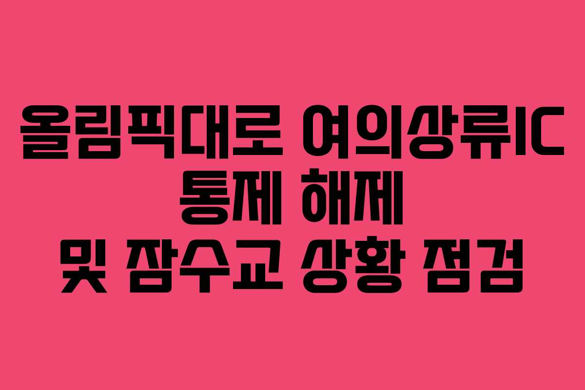 올림픽대로 여의상류IC 통제 해제 및 잠수교 상황 점검