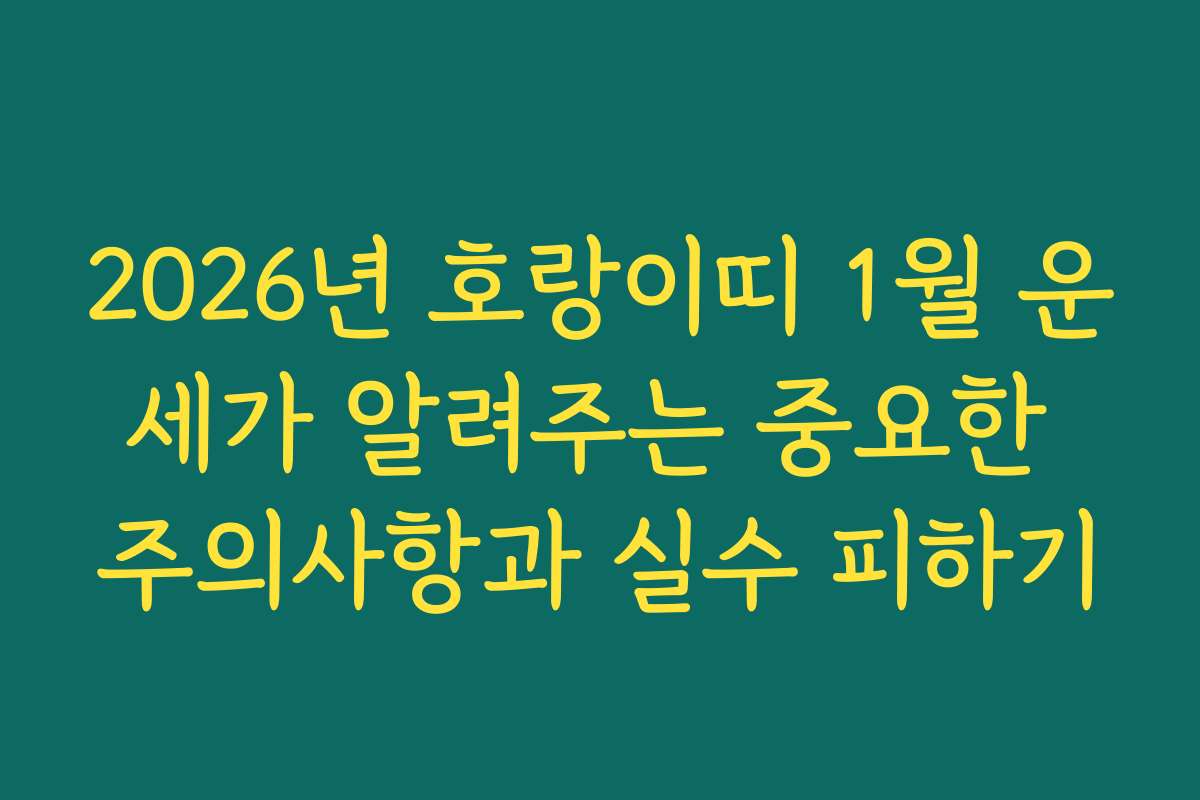2026년 호랑이띠 1월 운세가 알려주는 중요한 주의사항과 실수 피하기
