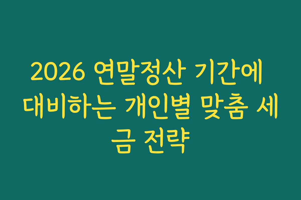 2026 연말정산 기간에 대비하는 개인별 맞춤 세금 전략