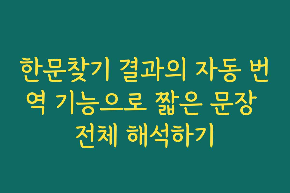 한문찾기 결과의 자동 번역 기능으로 짧은 문장 전체 해석하기