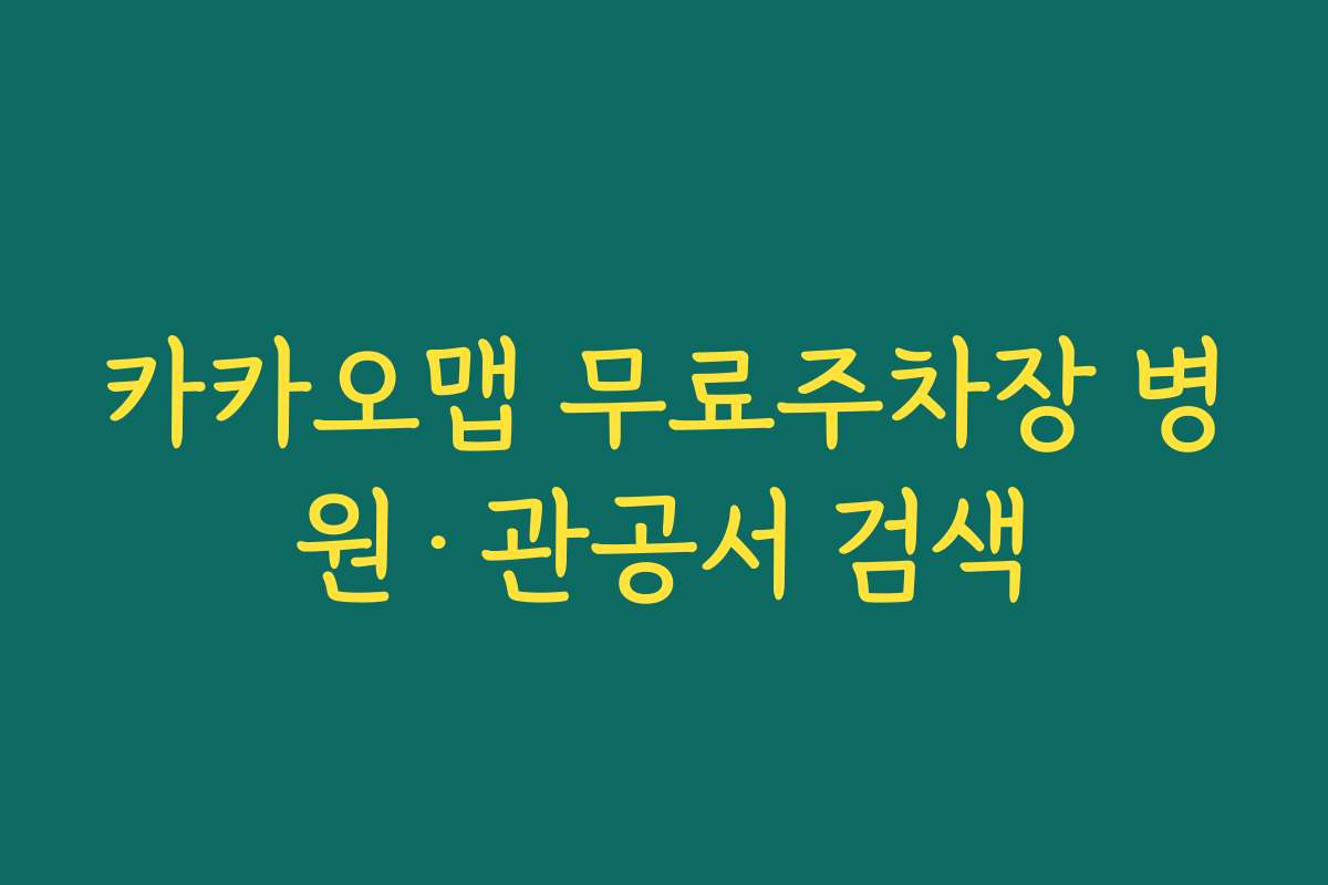 카카오맵 무료주차장 병원·관공서 검색