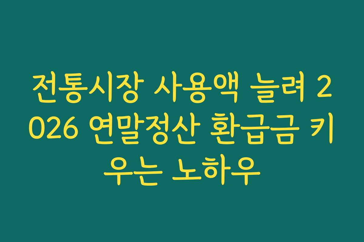 전통시장 사용액 늘려 2026 연말정산 환급금 키우는 노하우