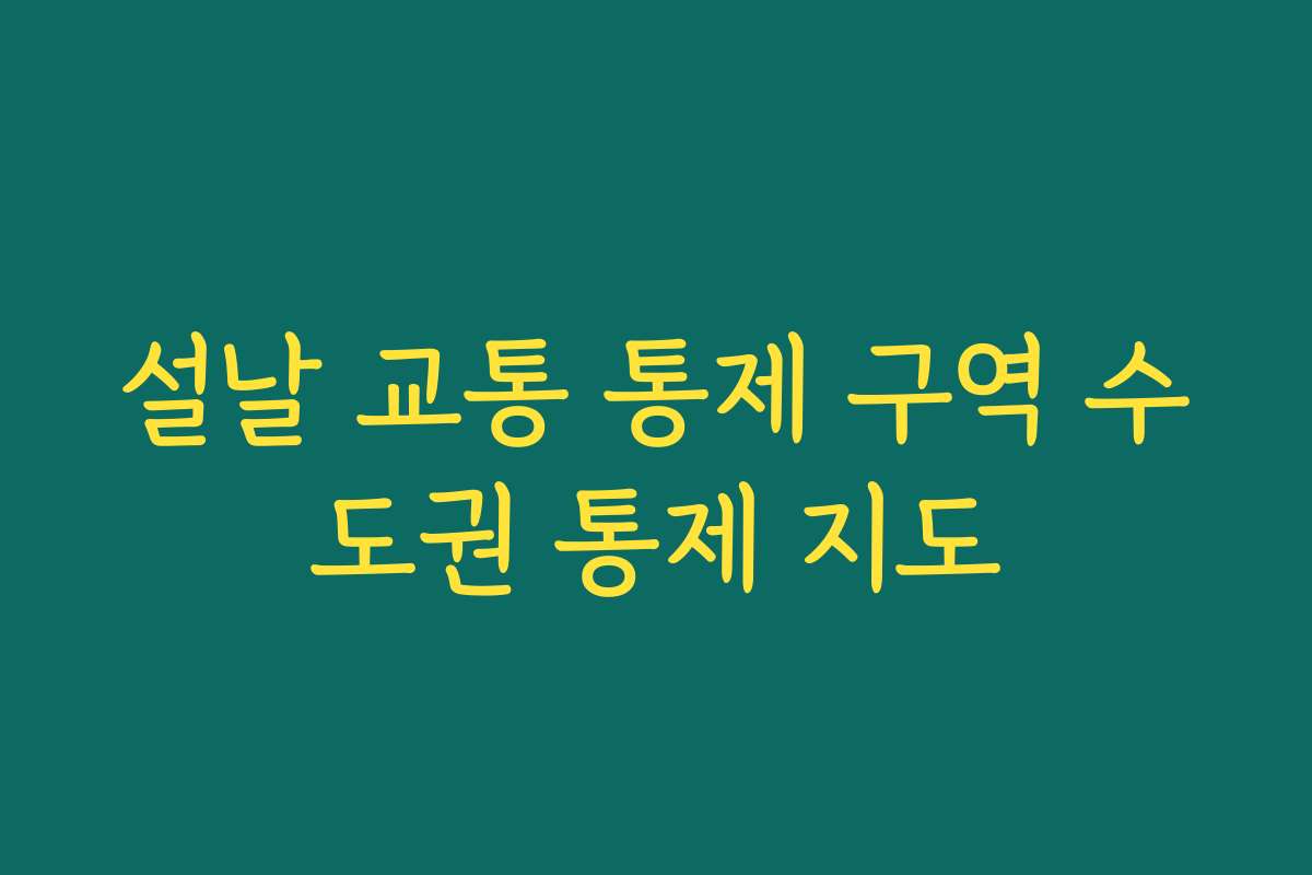 설날 교통 통제 구역 수도권 통제 지도