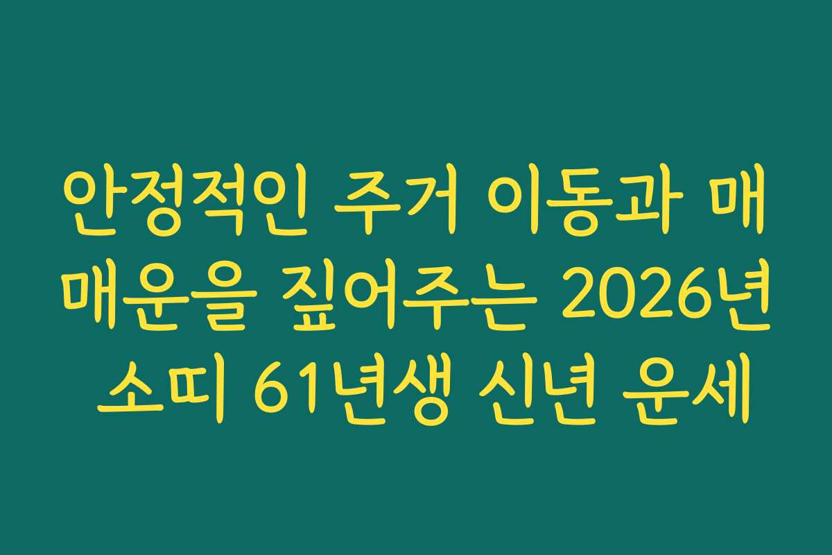 안정적인 주거 이동과 매매운을 짚어주는 2026년 소띠 61년생 신년 운세