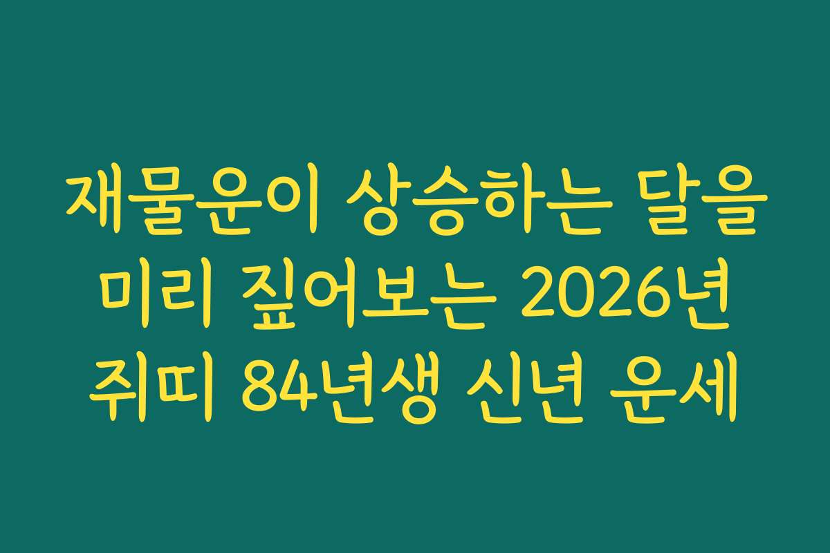 재물운이 상승하는 달을 미리 짚어보는 2026년 쥐띠 84년생 신년 운세