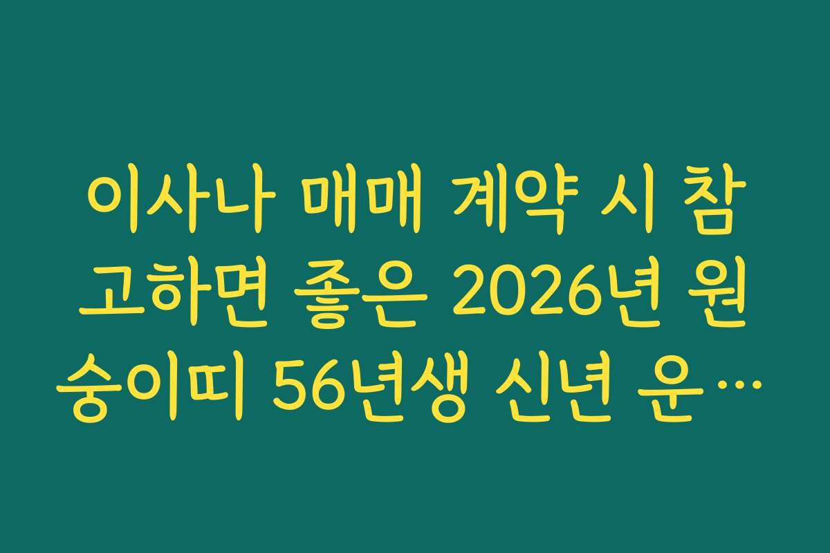 이사나 매매 계약 시 참고하면 좋은 2026년 원숭이띠 56년생 신년 운세 팁