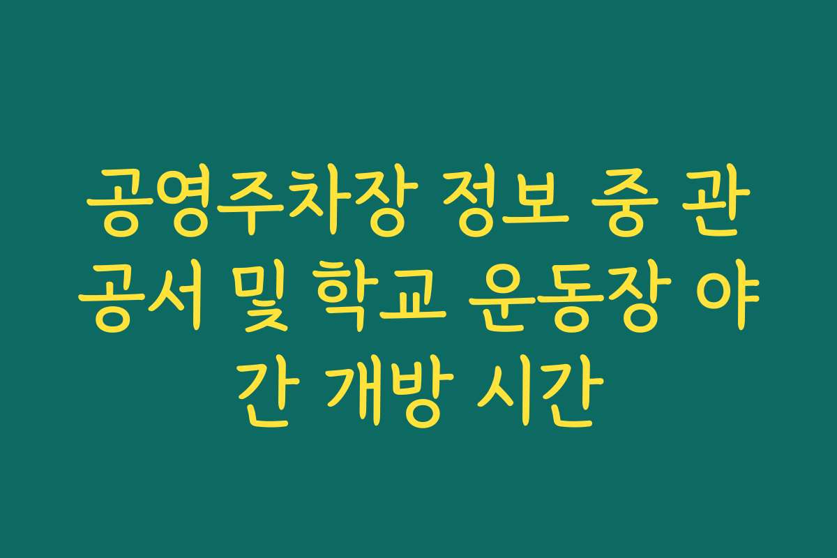 공영주차장 정보 중 관공서 및 학교 운동장 야간 개방 시간
