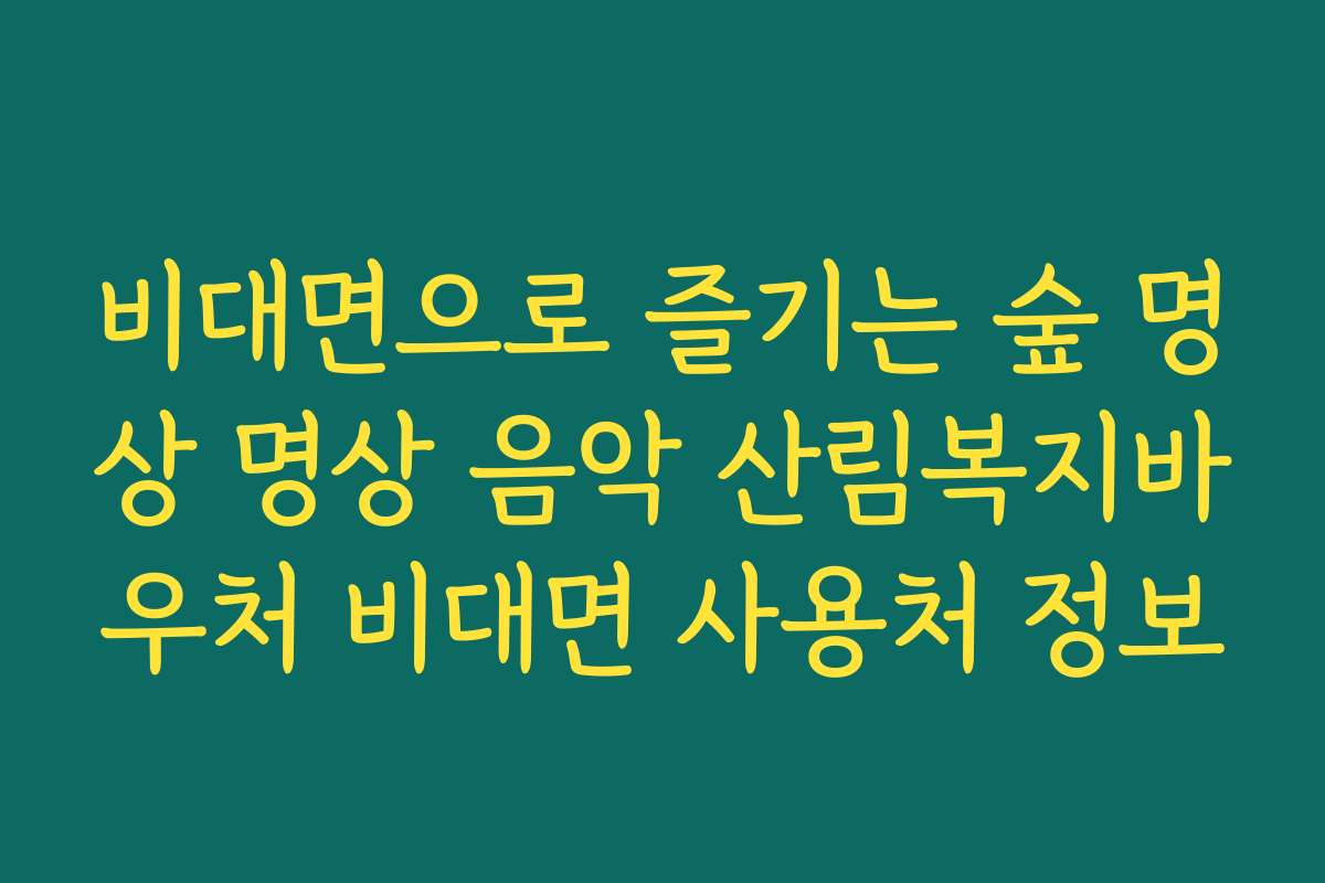 비대면으로 즐기는 숲 명상 명상 음악 산림복지바우처 비대면 사용처 정보