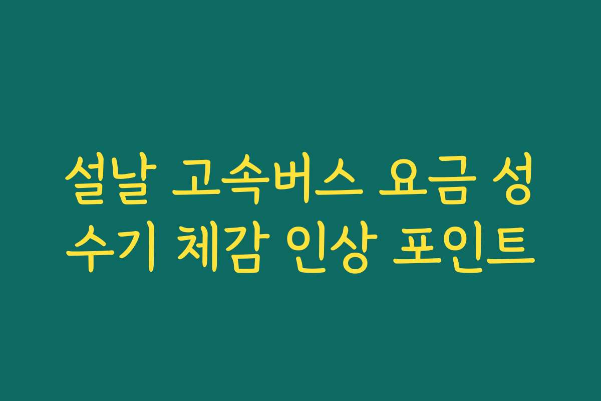 설날 고속버스 요금 성수기 체감 인상 포인트