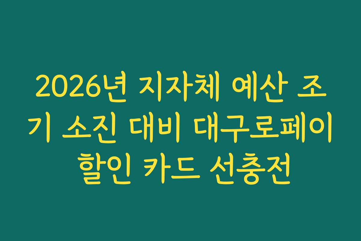 2026년 지자체 예산 조기 소진 대비 대구로페이 할인 카드 선충전