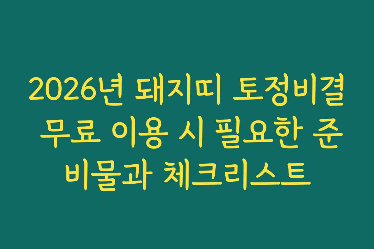 2026년 돼지띠 토정비결 무료 이용 시 필요한 준비물과 체크리스트