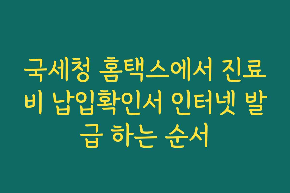 국세청 홈택스에서 진료비 납입확인서 인터넷 발급 하는 순서