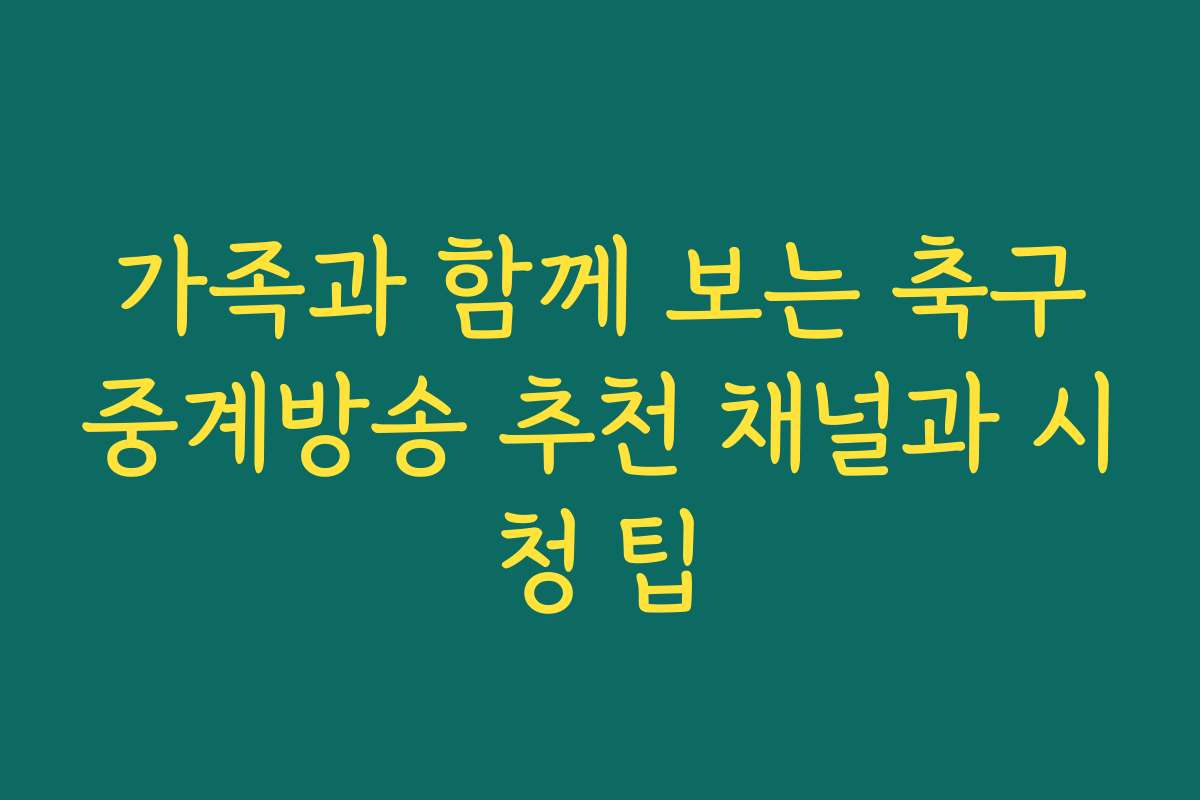 가족과 함께 보는 축구중계방송 추천 채널과 시청 팁
