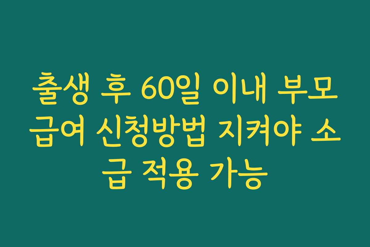 출생 후 60일 이내 부모급여 신청방법 지켜야 소급 적용 가능