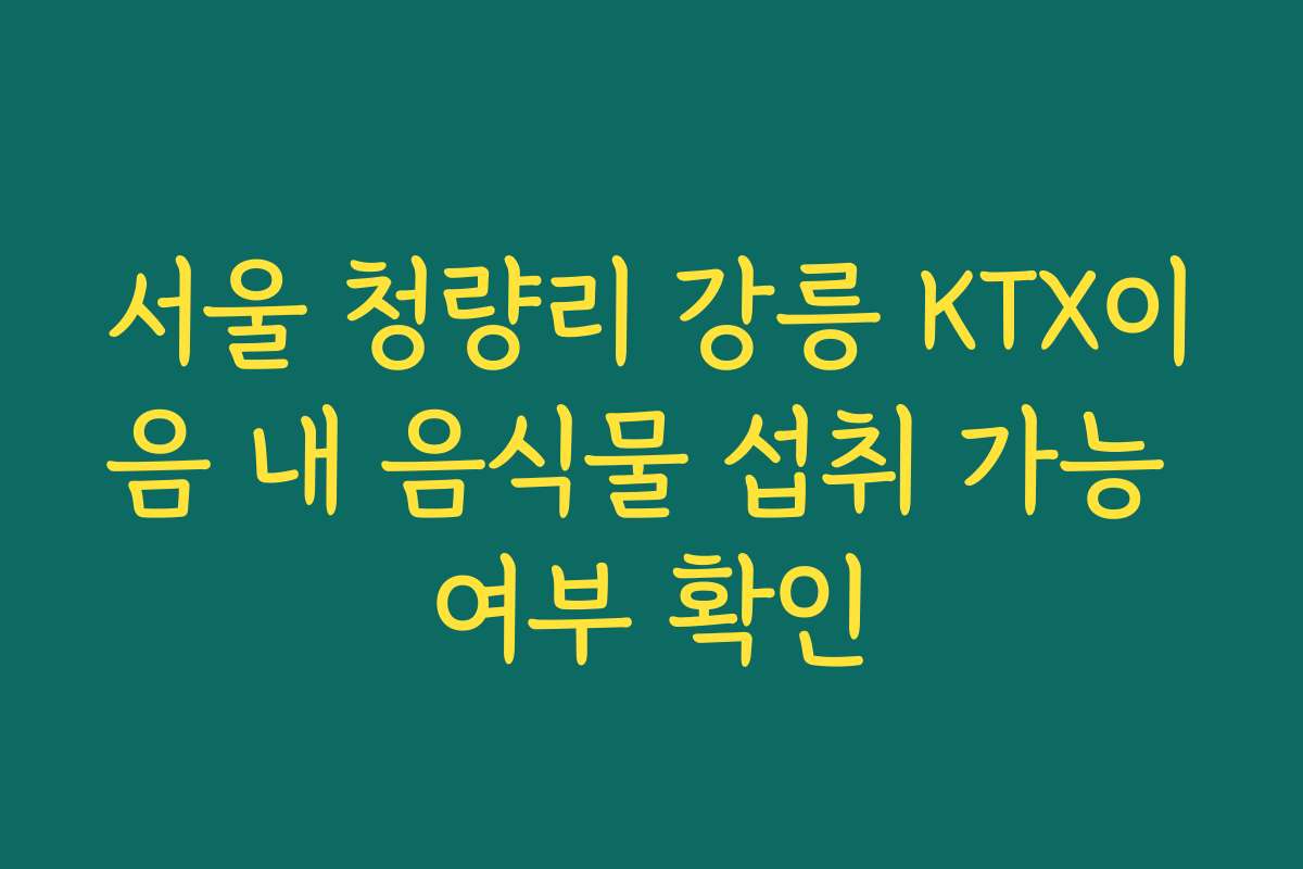 서울 청량리 강릉 KTX이음 내 음식물 섭취 가능 여부 확인