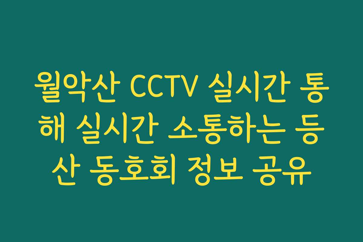 월악산 CCTV 실시간 통해 실시간 소통하는 등산 동호회 정보 공유