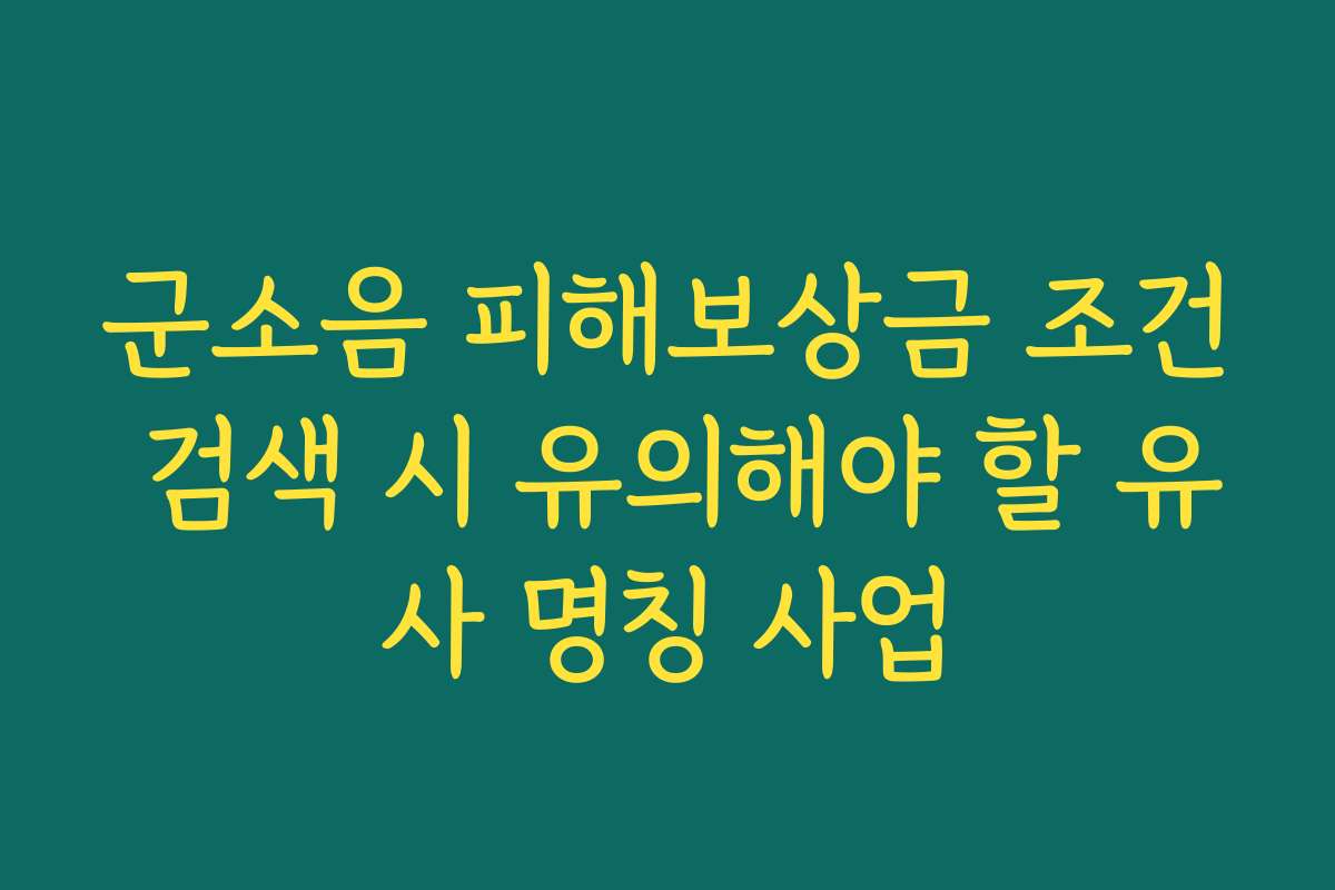 군소음 피해보상금 조건 검색 시 유의해야 할 유사 명칭 사업
