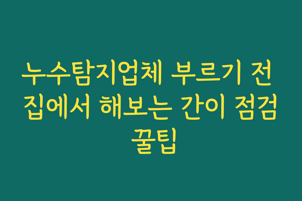 누수탐지업체 부르기 전 집에서 해보는 간이 점검 꿀팁