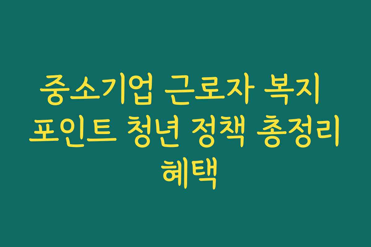 중소기업 근로자 복지 포인트 청년 정책 총정리 혜택