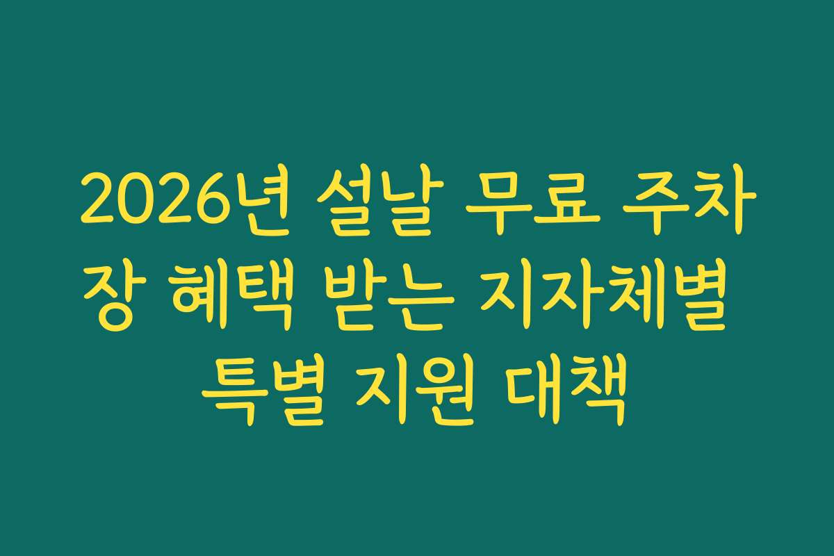 2026년 설날 무료 주차장 혜택 받는 지자체별 특별 지원 대책