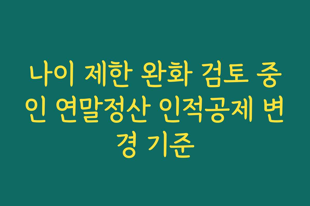 나이 제한 완화 검토 중인 연말정산 인적공제 변경 기준