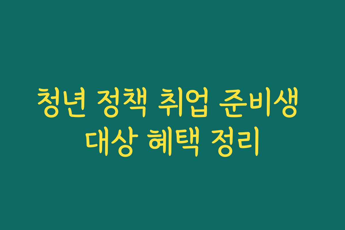 청년 정책 취업 준비생 대상 혜택 정리