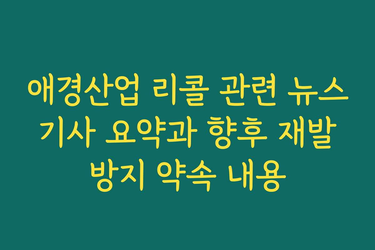 애경산업 리콜 관련 뉴스 기사 요약과 향후 재발 방지 약속 내용
